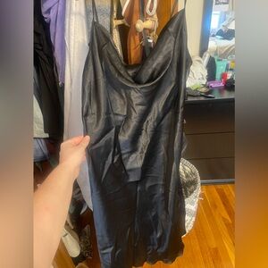 Black silk slip dress